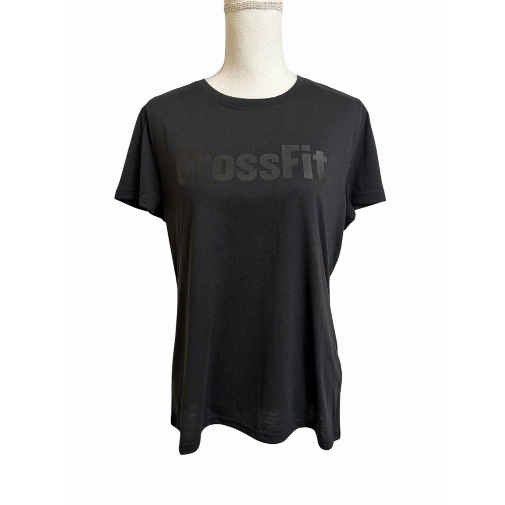 NWT Reebok Women's L Black Crossfit Logo Speedwick Tee T-Shirt Large NEW